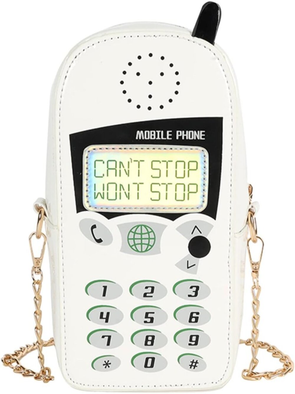 Girls White Cute Digital Mobile Phone Shaped Funny Messenger Chain Crossbody Bag